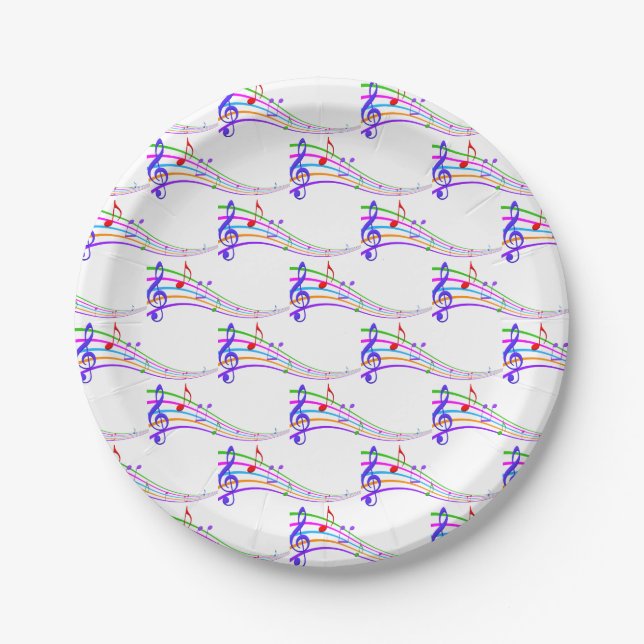 rainbow musical notes paper plate (Front)