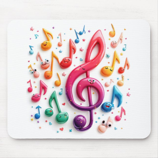 Rainbow Musical Notes With Eyeballs Mouse Pad (Front)