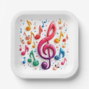 Rainbow Musical Notes With Eyeballs Paper Plate
