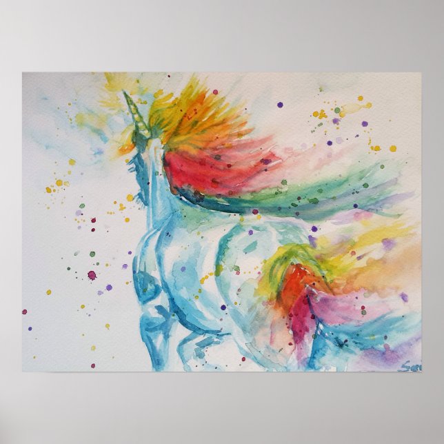 Rainbow My Horse is a Unicorn Cute Poster (Front)