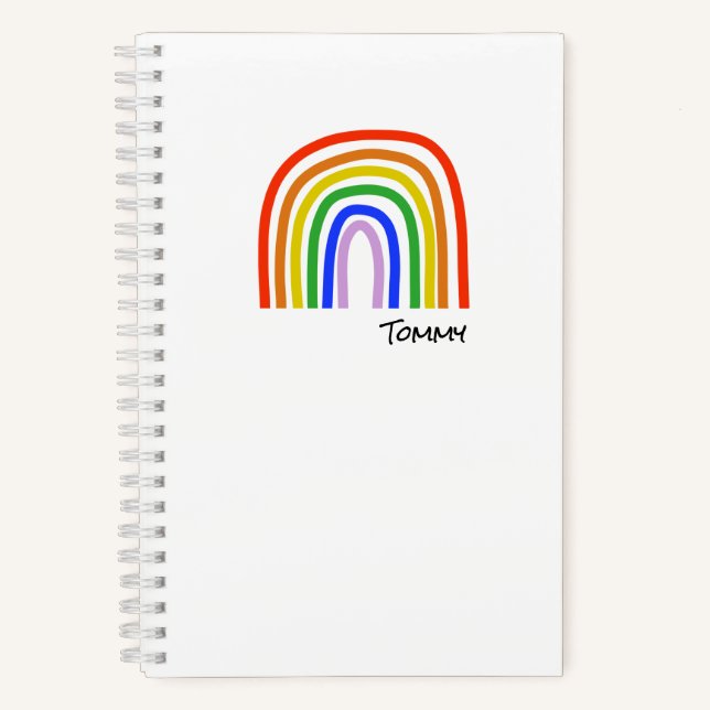 Rainbow NAME Heart Colourful Artisan Fun Kids  Notebook (Front)