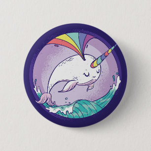 Rainbow Narwhal 6 Cm Round Badge