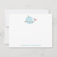 Rainbow Narwhal Kawaii Pattern Pastel Blue Name