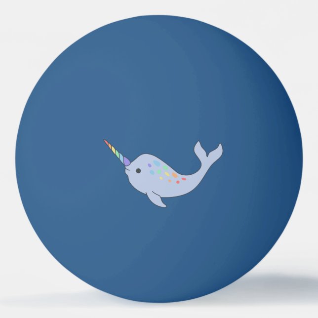 Rainbow Narwhal Ping Pong Ball (Front)
