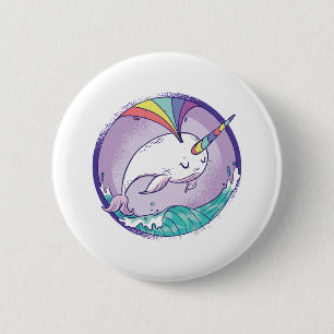 Rainbow Narwhale 6 Cm Round Badge