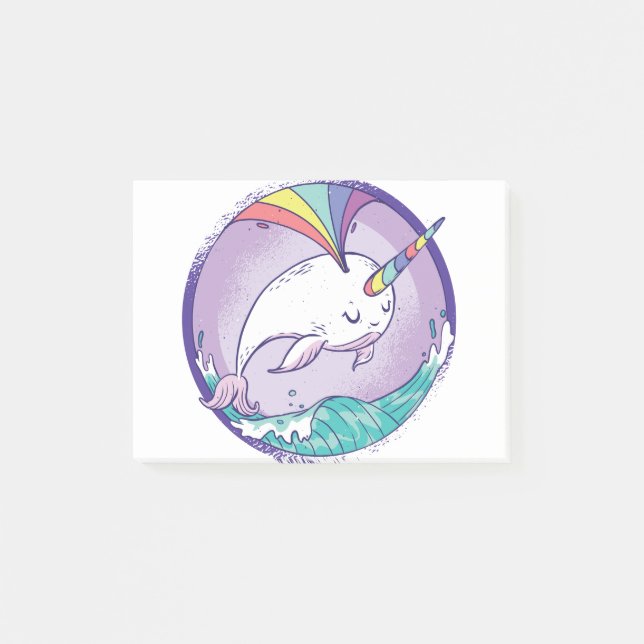 Rainbow Narwhale Post-it Notes (Front)