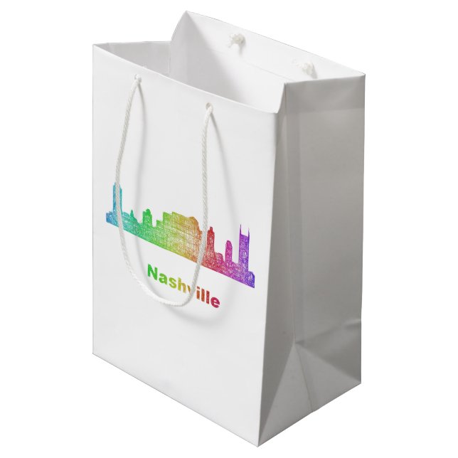 Rainbow Nashville skyline Medium Gift Bag (Front Angled)