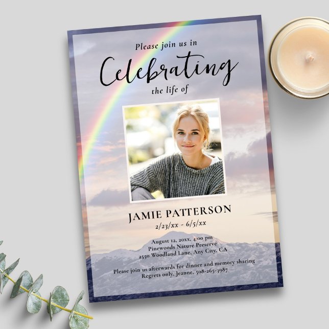 Rainbow, Nature Celebration of Life Photo Funeral Invitation (Creator Uploaded)
