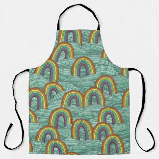 Rainbow Nature: Hand-Drawn Vintage Composition Apron
