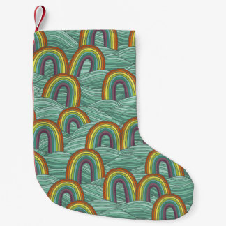Rainbow Nature: Hand-Drawn Vintage Composition Small Christmas Stocking
