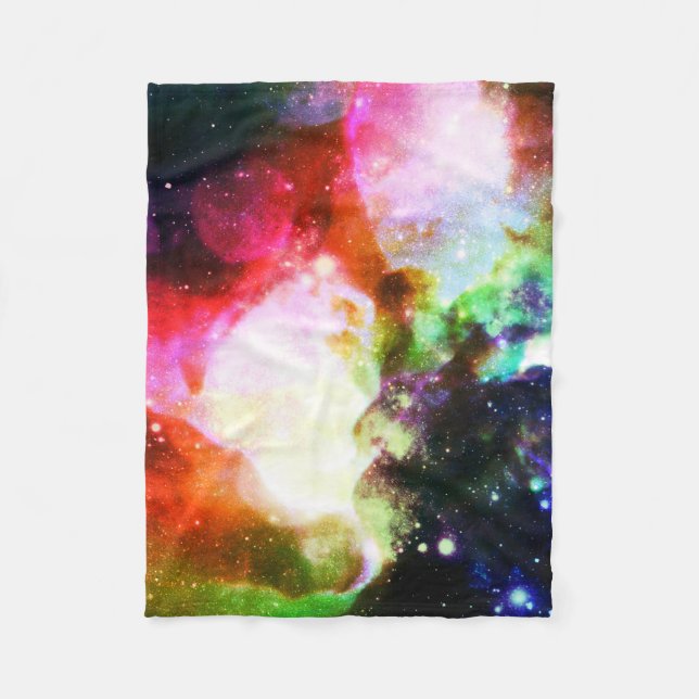 Rainbow Nebula Galaxy Fleece Blanket (Front)