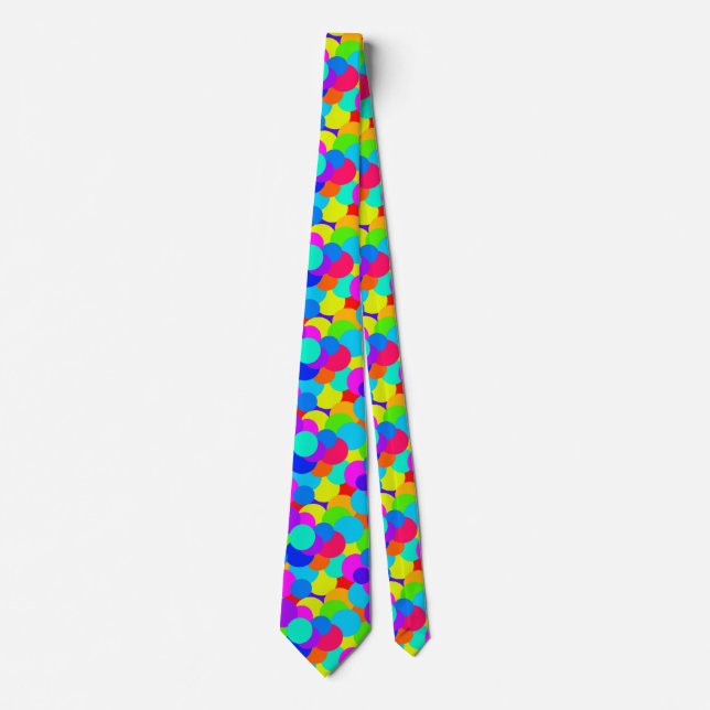 Rainbow Neon Bright Colours Circles Bubbles Cool Tie (Front)