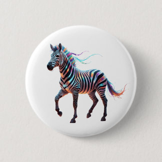 Rainbow Neon Fantasy Zebra 6 Cm Round Badge