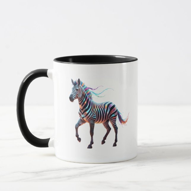 Rainbow Neon Fantasy Zebra Mug (Left)