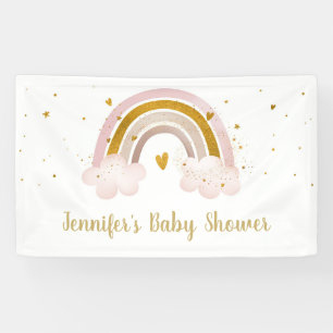 Rainbow Neutral Gold Pastel Baby Shower Banner
