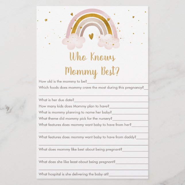 Rainbow Neutral Gold Who Knows Mummy Best Game (Front)