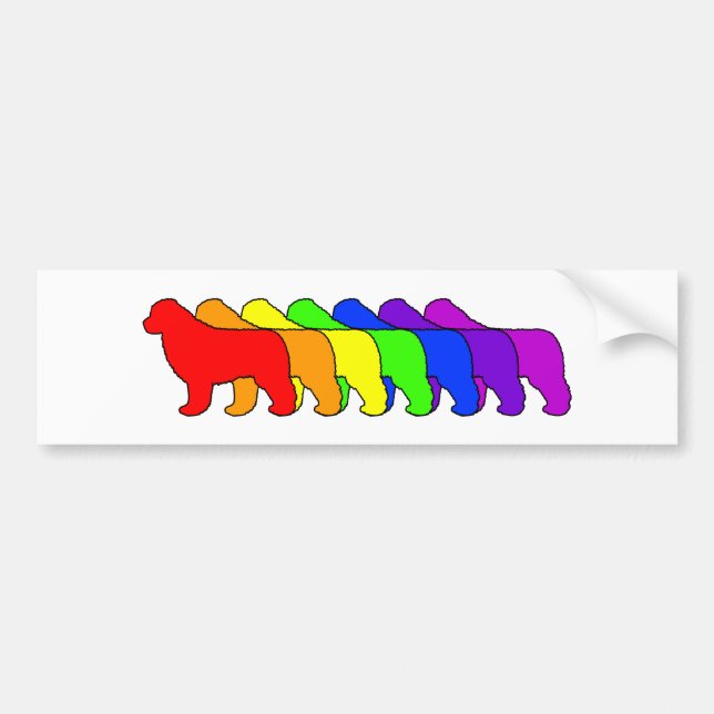 Rainbow Newfie Bumper Sticker (Front)