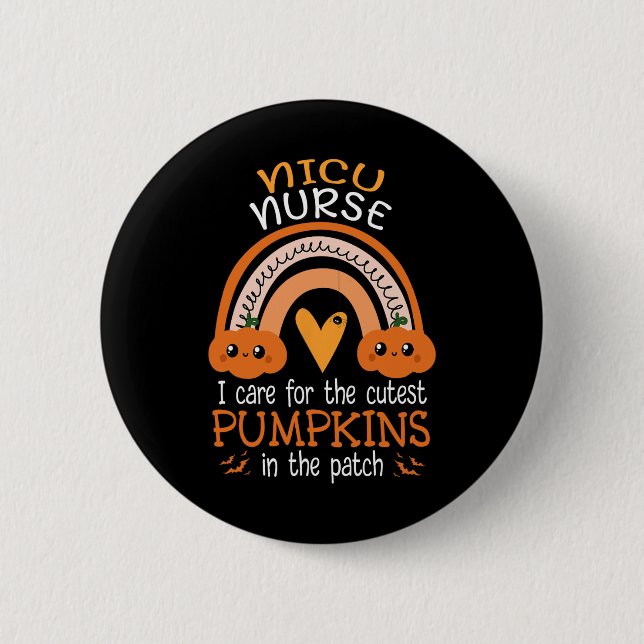 Rainbow NICU Nurse Cutest Pumpkins In The Patch Ha 6 Cm Round Badge (Front)