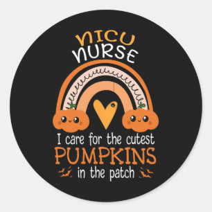 Rainbow NICU Nurse Cutest Pumpkins In The Patch Ha Classic Round Sticker