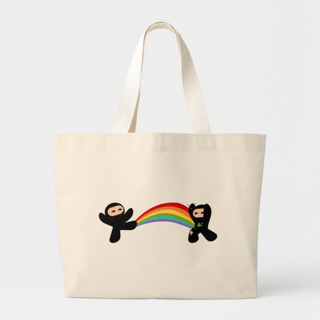 Rainbow Ninja Kick Large Tote Bag (Front)