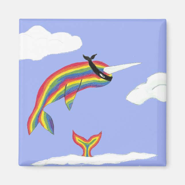 Rainbow Ninja Narwhal Magnet (Front)