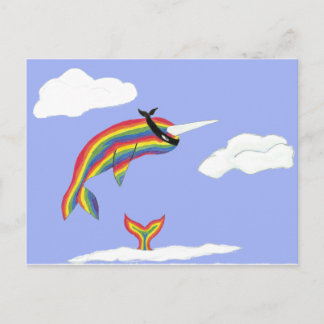 Rainbow Ninja Narwhal That Flies Postcard