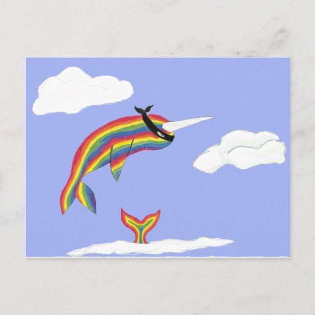 Rainbow Ninja Narwhal That Flies Postcard (Front)