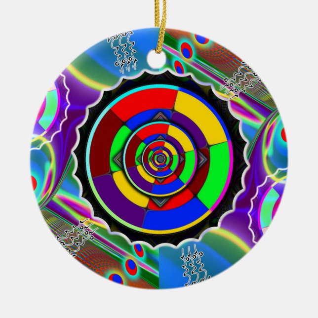Rainbow NO NUKES Symbol Ceramic Tree Decoration (Front)