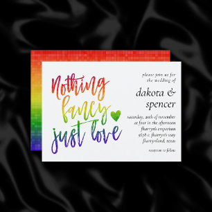 Rainbow Nothing Fancy Just Love Casual Wedding Invitation