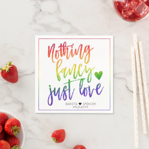 Rainbow Nothing Fancy Just Love Casual Wedding Napkin
