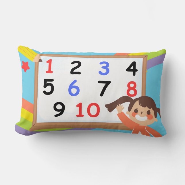 Rainbow Numbers – Educational Kid Lumbar Cushion (Front)