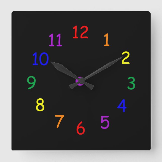 Rainbow Numbers Wall Clock (Front)