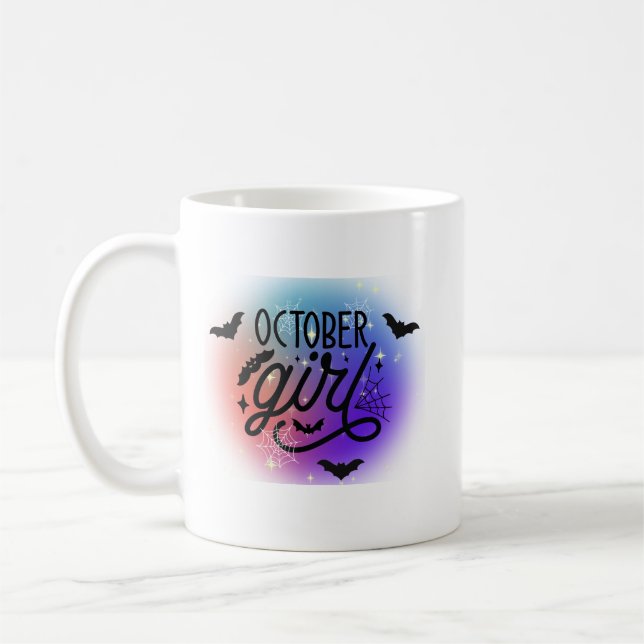 Rainbow October Girl Coffee Mug (Left)