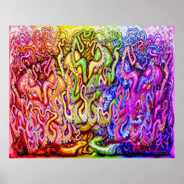 Rainbow Octopi Tentacles Poster (Front)