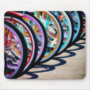 Rainbow of bicycles mouse pad
