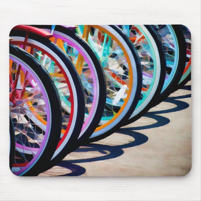 Rainbow of bicycles mouse pad (Front)