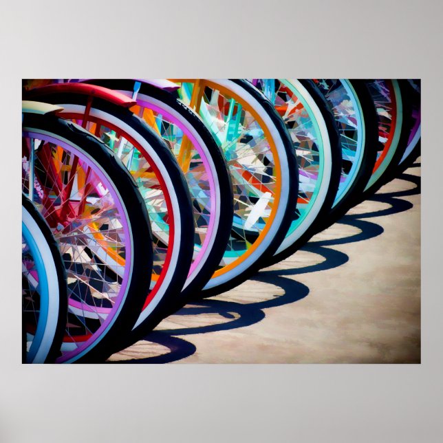 Rainbow Of Bicycles Poster (Front)