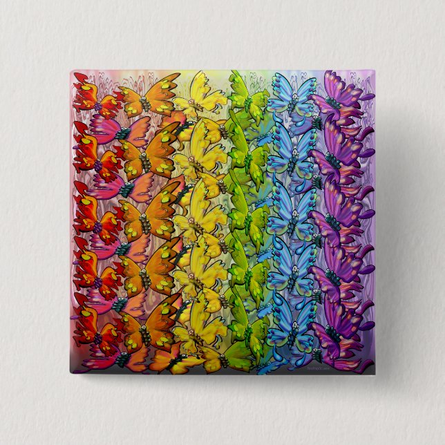 Rainbow of Butterflies 15 Cm Square Badge (Front)