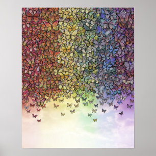 rainbow of butterflies aflutter poster