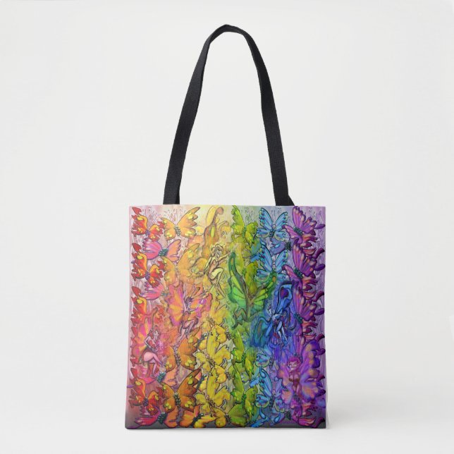Rainbow of Butterflies and Faeries Tote Bag (Front)