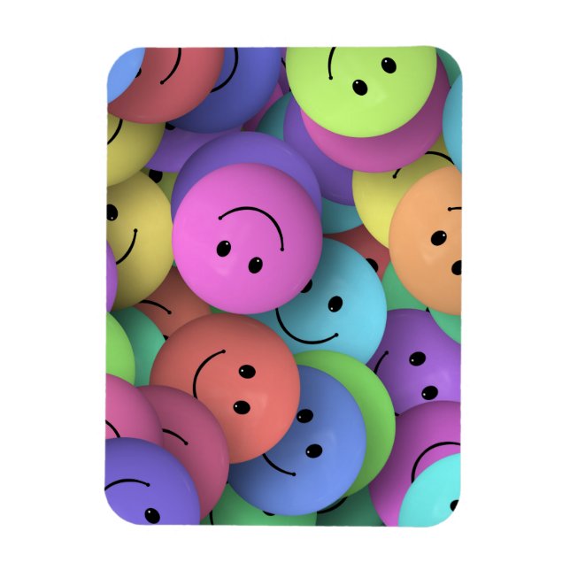 Rainbow of Colourful Happy Faces Magnet (Vertical)