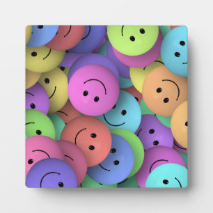 Rainbow of Colourful Happy Faces Plaque