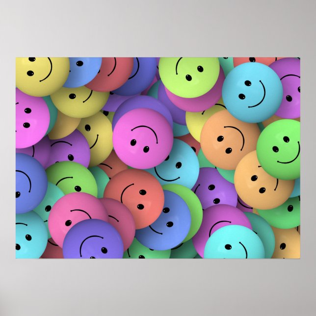 Rainbow of Colourful Happy Faces Poster (Front)