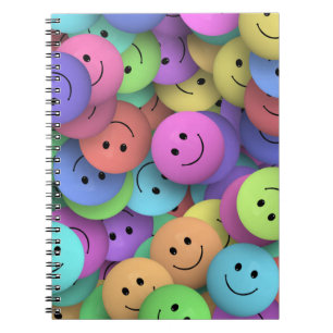 Rainbow of Colourful Happy Faces Spiral Notebook