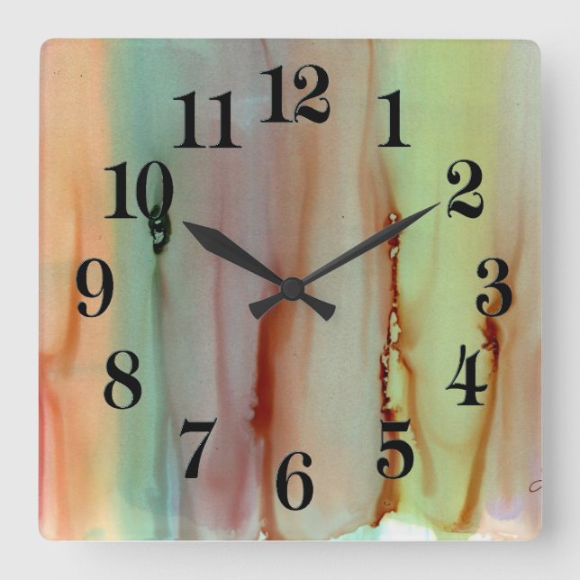 Rainbow of Colours Square Wall Clock (Front)