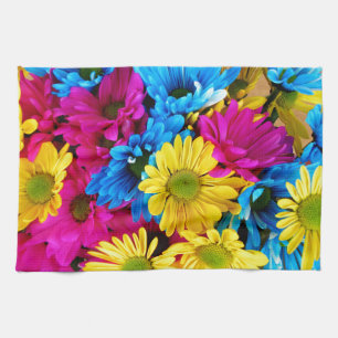 Rainbow of Daisies Tea Towel