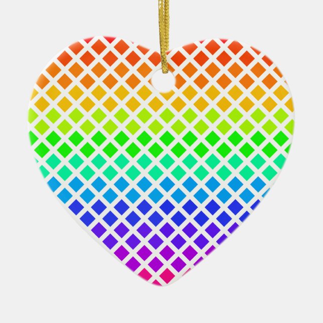 Rainbow of Diamonds ornament, customise Ceramic Tree Decoration (Front)