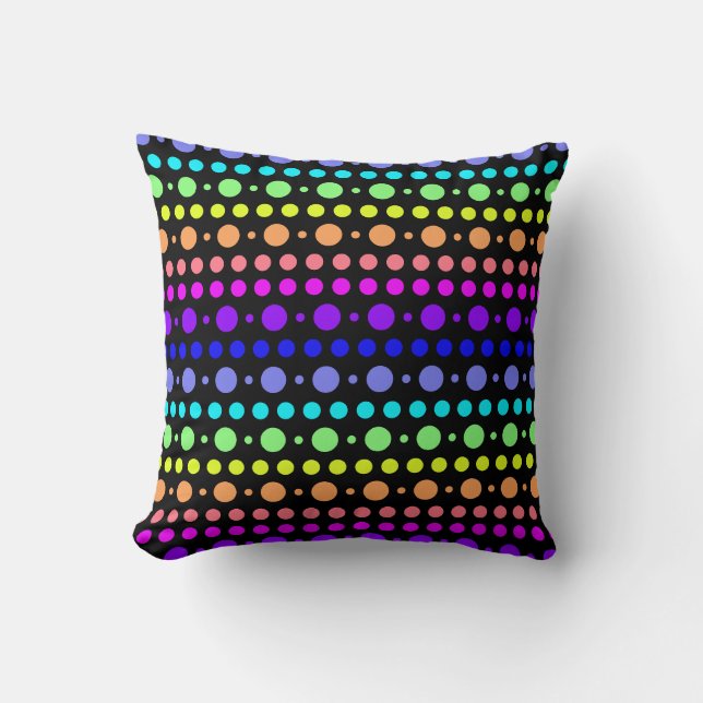 Rainbow of Dots custom throw pillow (Front)