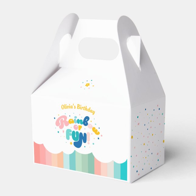 Rainbow of Fun Birthday Party Theme Favour Box (Front Side)