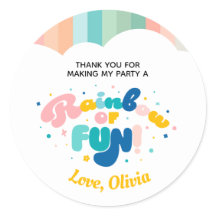 Rainbow of Fun Birthday Party Theme Sticker